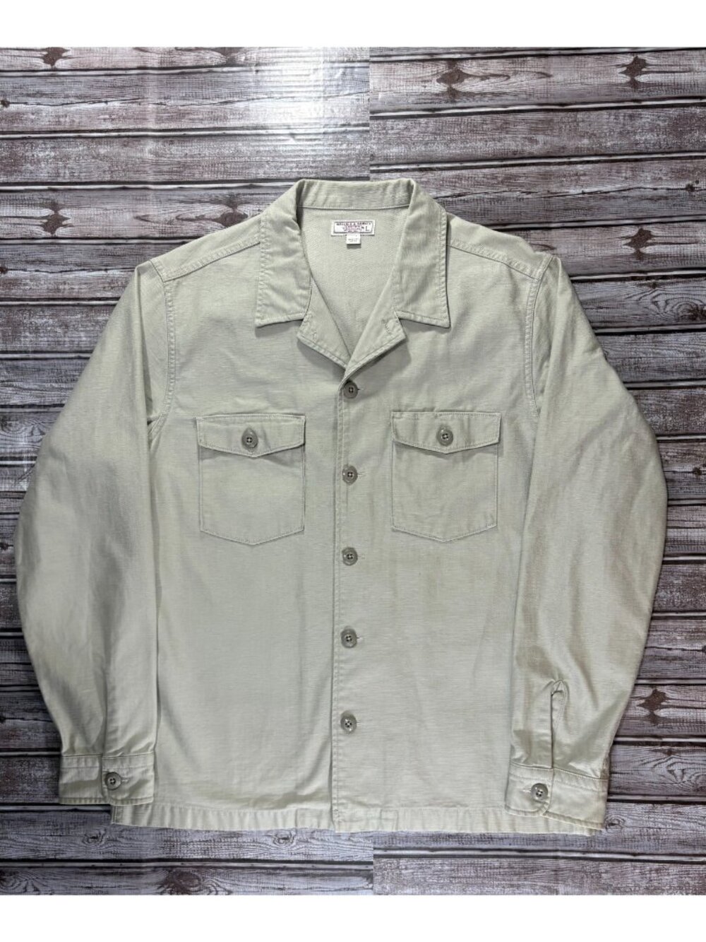 Wallace & Barnes Military overShirt Jacket size large color Khaki Utility Work